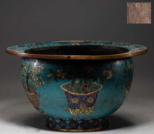 Chinese Cloisonne flowerpot from the Qing Dynasty