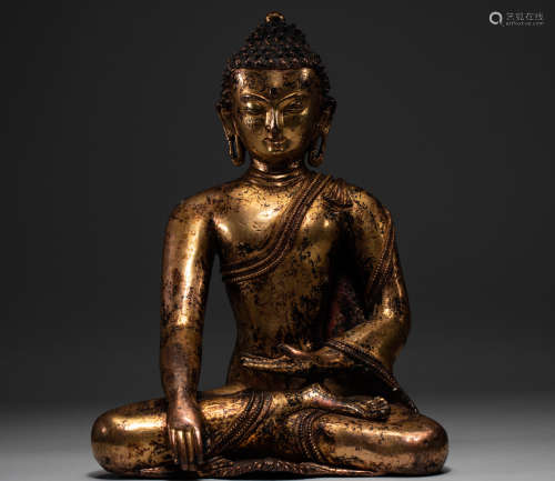 Chinese Ming Dynasty bronze gilt Buddha statue