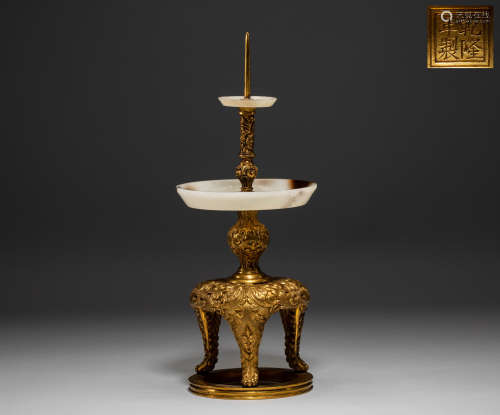 Chinese qing dynasty gilt lampstand