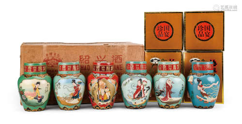 1996年产古越龙山国宴珍品绍兴花雕酒（六种人物图案）  6坛（原箱）