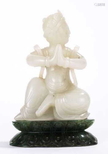 Chinese Nephrite White Jade Figure of Boy