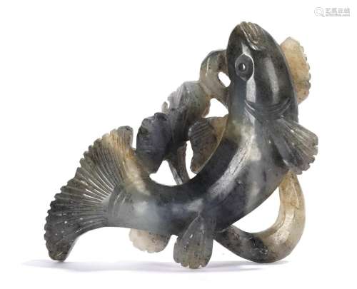 Chinese Black Jade Fish Carving