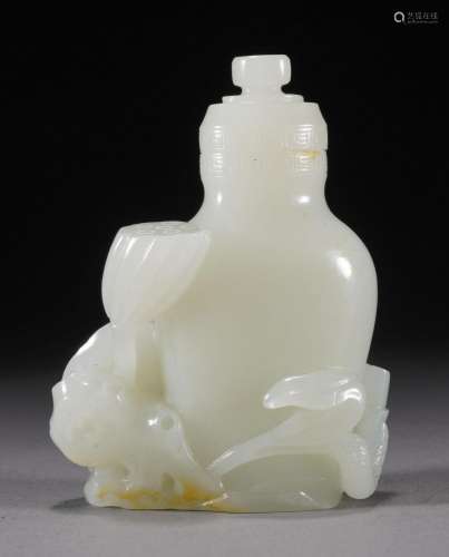 Chinese Small White Jade Vase