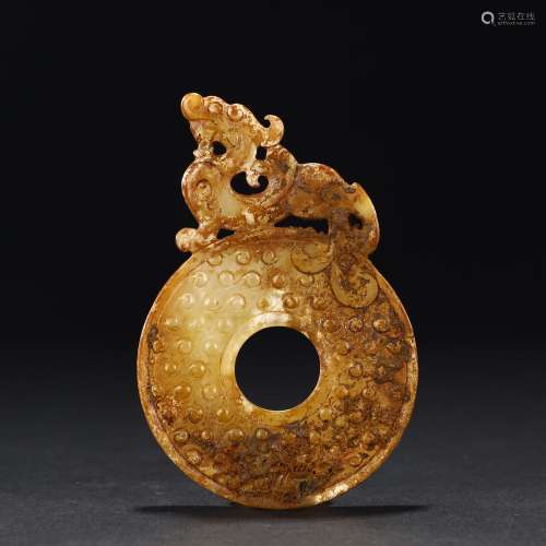 Ancient dragon carving jade disc