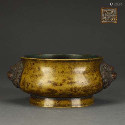 Ancient bronze animal ear censer