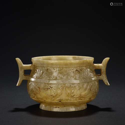 Ancient jade phoenix pattern jade incense burner