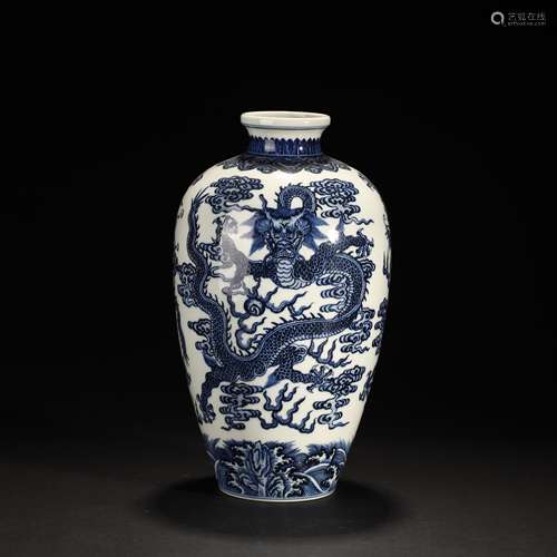 Blue and white dragon plum bottle