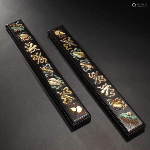 Qing Dynasty wooden inlaid treasure ruler