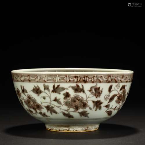 Ancient underglaze red flower bowl