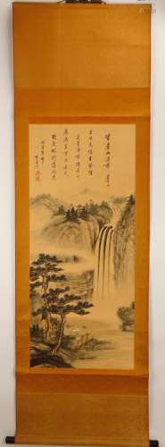 SIGNED YANG JIN (1644-1728). A INK AND COLOR ON SILK HANGING...