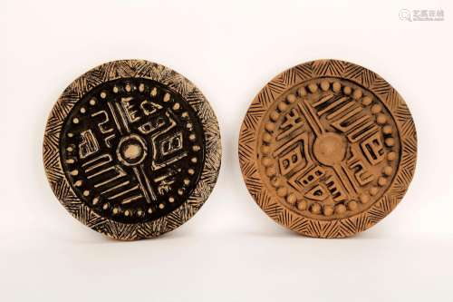 (2) A PAIR OF HAN DYNASTY STYLE EAVES TILES.C474.