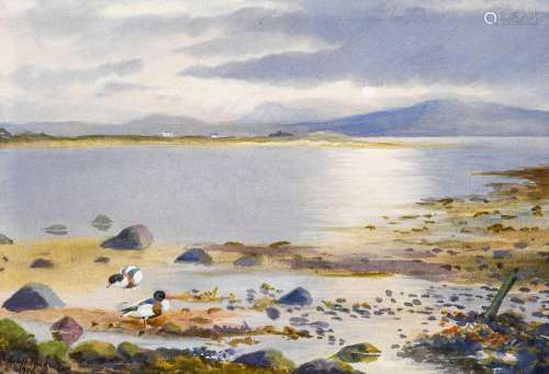 Phillip Rickman (1891-1982)Duck feeding beside a loch in a H...