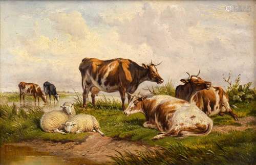 Follower of Thomas Sidney Cooper RA (1803-1902) Cattle and s...