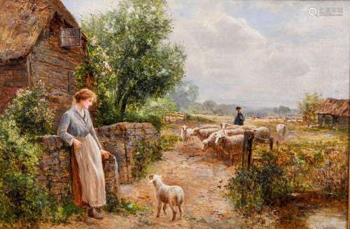 Ernest Walbourne (1872-1927)Bringing in the flockSigned, oil...