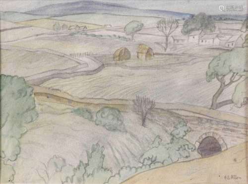 Harry Epworth Allen RBA, PS (1894-1958)Landscape with bridge...