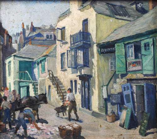 Nellie Marion Tenison Cuneo SWA (1869-1953)St Ives - Unloadi...