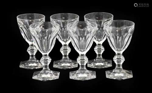 A Set of Six Baccarat Glasses, late 20th century, Harcourt p...