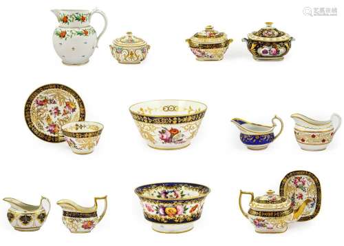 A Coalport Porcelain Tea Service, circa 1820, painted with f...