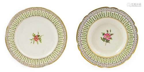 A Nantgarw Dinner Plate and Soup Plate, circa 1820, each pai...