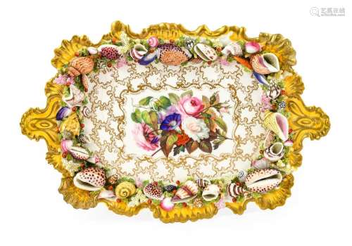 A Chamberlains Worcester Porcelain Tray, circa 1830, of shap...