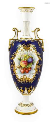 A Royal Worcester Porcelain Vase, by William Hawkins, 1902, ...