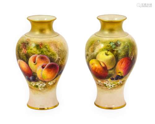 A Pair of Royal Worcester Porcelain Vases, by William Ricket...