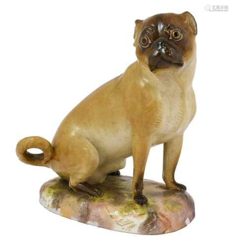 A Meissen Porcelain Figure of a Pug, late 19th century, natu...