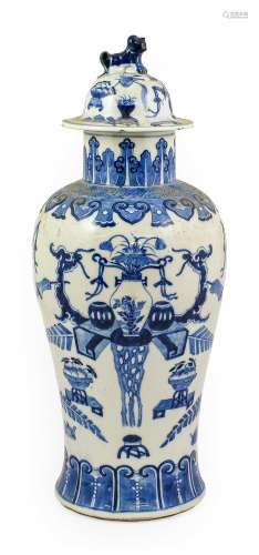 A Chinese Porcelain Baluster Vase and Cover, Xuande reign ma...