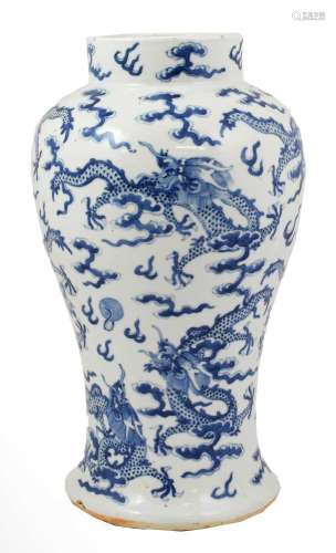 A Chinese Porcelain Baluster Vase, Xuande reign mark but not...