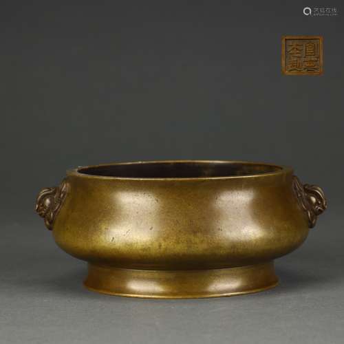 Ancient bronze animal ear censer