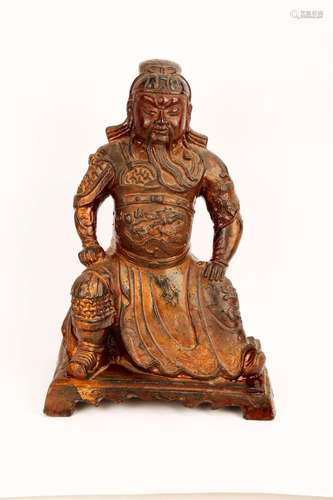 A MING DYNASTY GILT BRONZE GUANGONG IMMORTAL STATUE.J112.