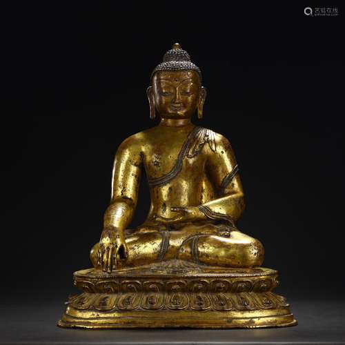 Ancient bronze-gilded statues of Sakyamuni