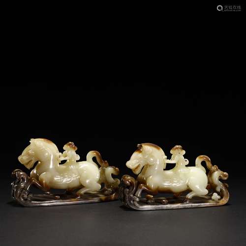 A pair of ancient jade horses