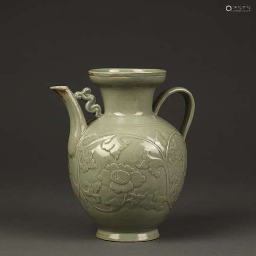 Celadon carved flower holding pot