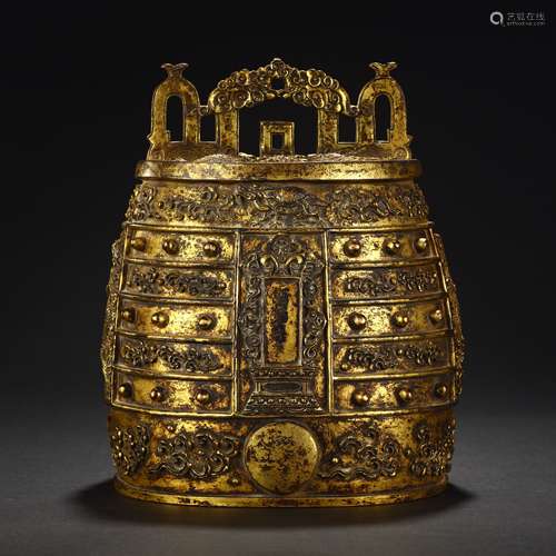 Ancient bronze-gilded dragon bell