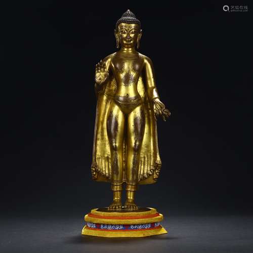 Ancient bronze-gilded statues of Sakyamuni