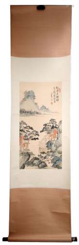 A INK AND COLOR ON PAPER HANGING SCROLL. H248.