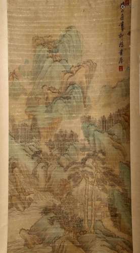 SIGNED CHEN HONGSHOU. A INK AND COLOR ON PAPER HANGING SCROL...