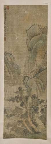 SIGNED CHEN HONGSHOU. A INK AND COLOR ON PAPER HANGING SCROL...