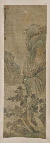 SIGNED CHEN HONGSHOU. A INK AND COLOR ON PAPER HANGING SCROL...