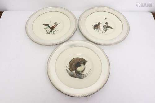 3 Lenox sterling rim porcelain plate