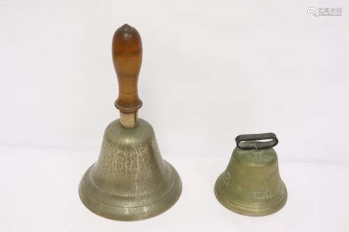 2 bronze bells, one made in Switzerland