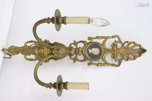 Antique European gilt bronze wall sconce