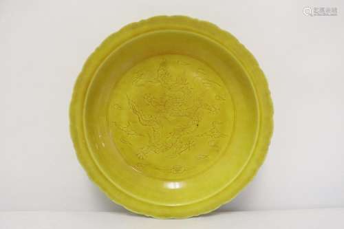 Chinese yellow glazed porcelain plate