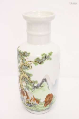 Chinese famille rose porcelain straight vase