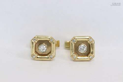 Pair 14K Y/G diamond cufflinks