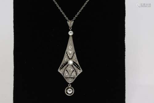 platinum diamond pendant w/ platinum necklace