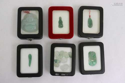 6 boxes of jadeite carved ornaments