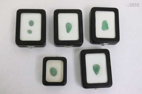 5 jadeite carved ornaments and cabochon