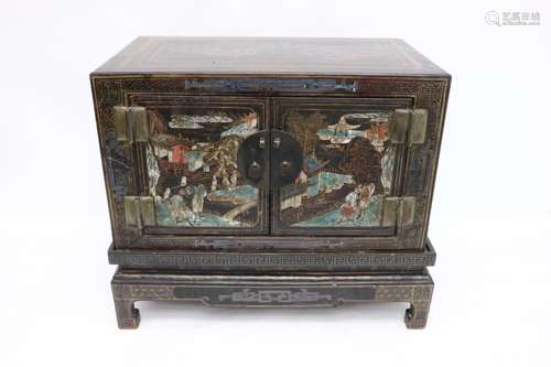 Chinese 18th/19th c. painted lacquer cabinet